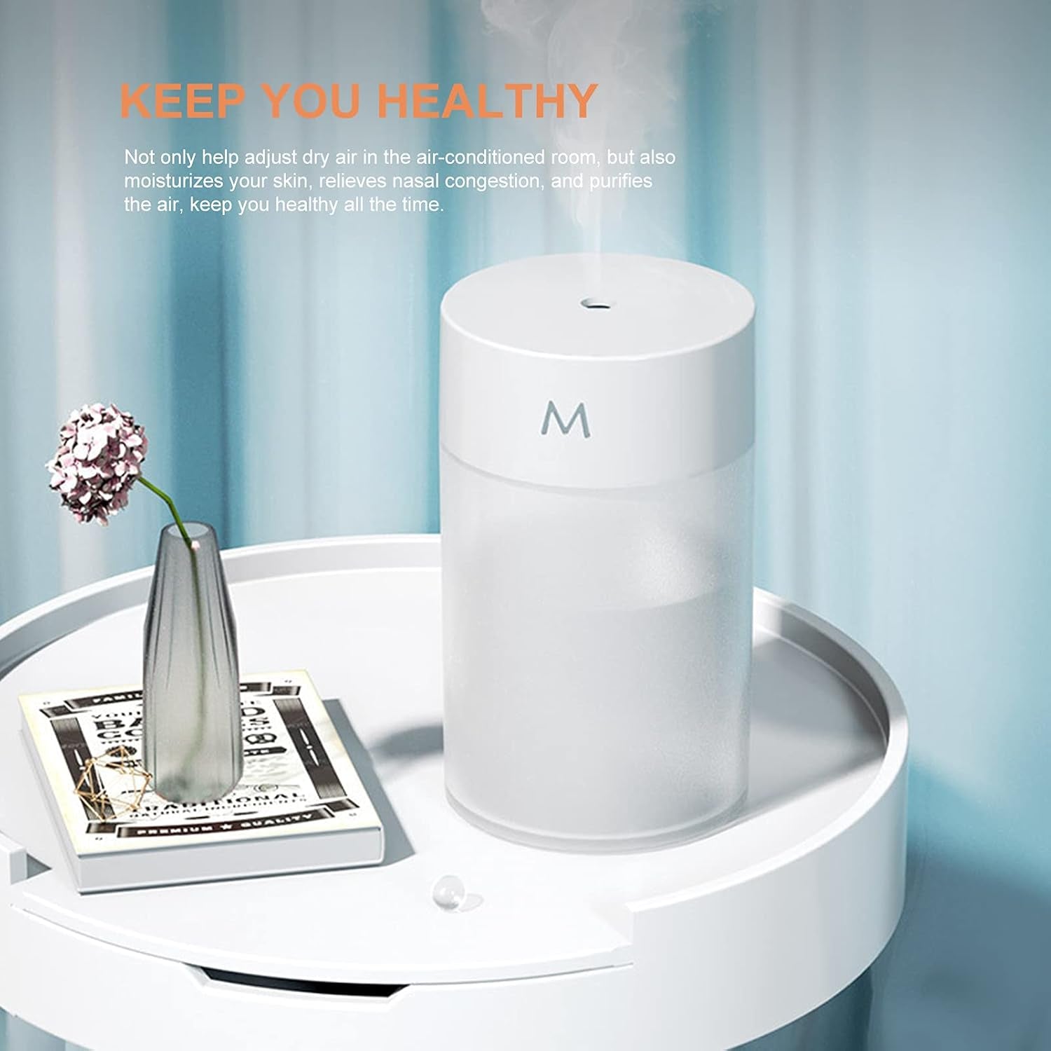 Mini Portable Usb Humidifier Cool Mist Desktop Air Diffuser With Light (1 Pc)