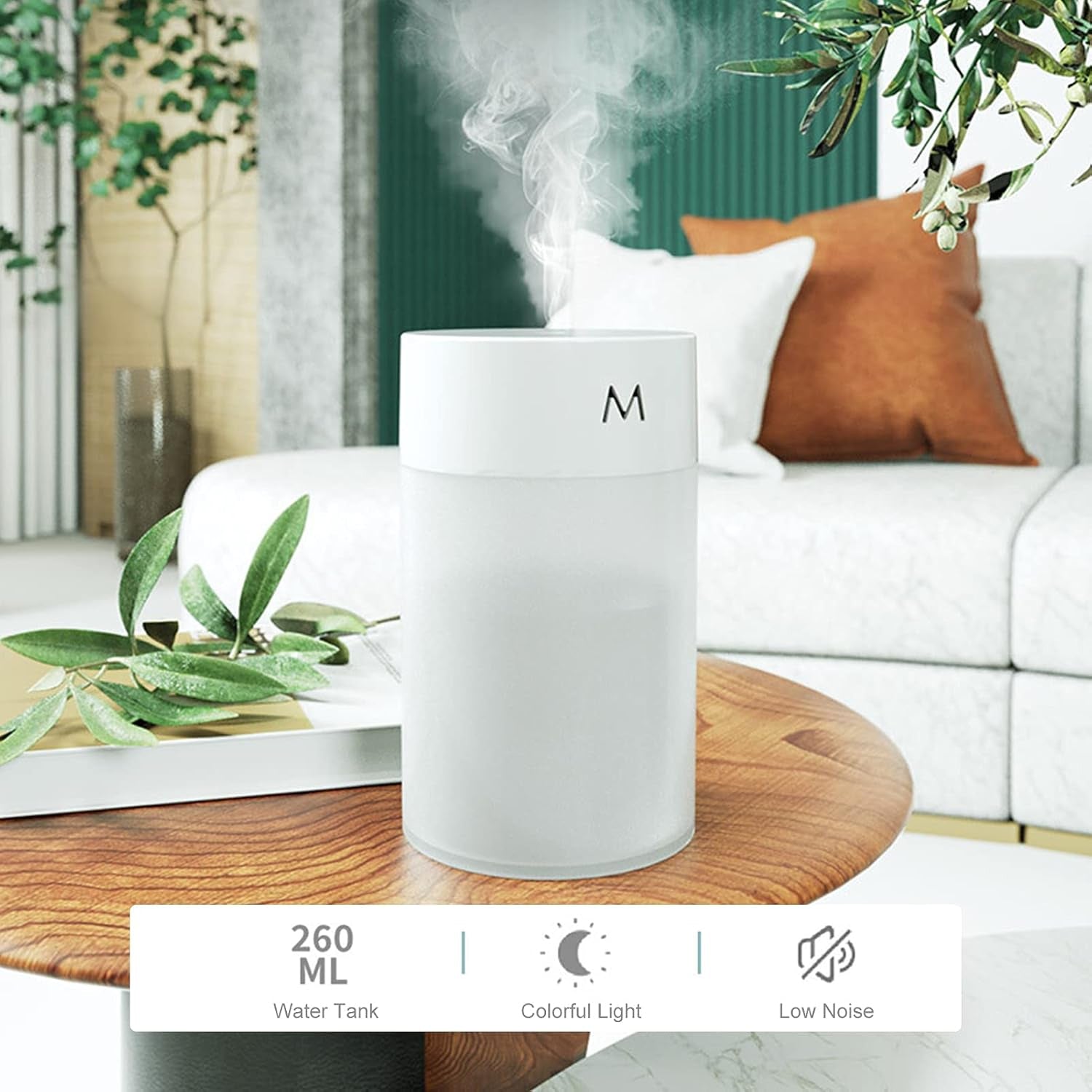 Mini Portable Usb Humidifier Cool Mist Desktop Air Diffuser With Light (1 Pc)